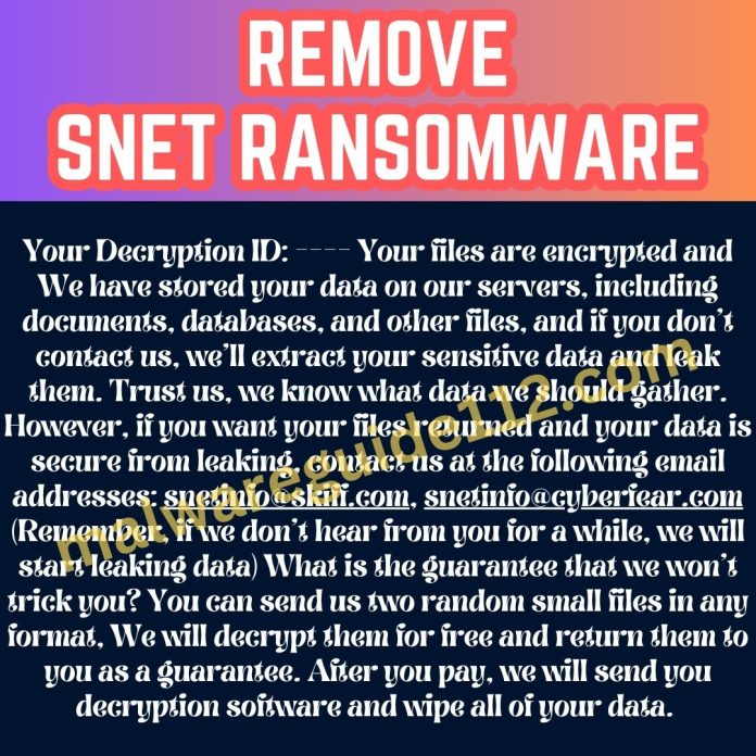 Remove SNet Ransomware