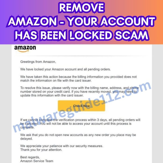 Remove Amazon - Your Account Has Been Locked Scam